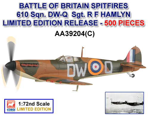 Spitfire MkI, R6891, DW-Q, 610 Sqn Biggin Hill, Sgt R.F. Hamlyn